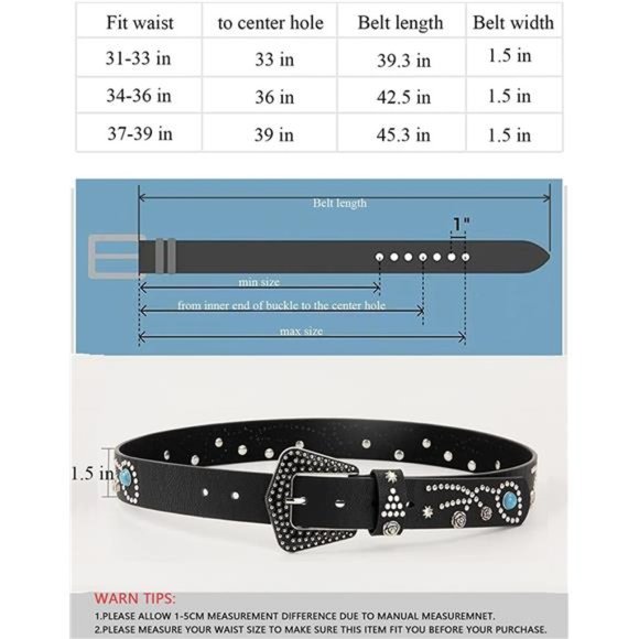 TOPACC Women Men Western Cowgirl Cowboy Country Girl Fashion Belt for Jeans Pant main image 4